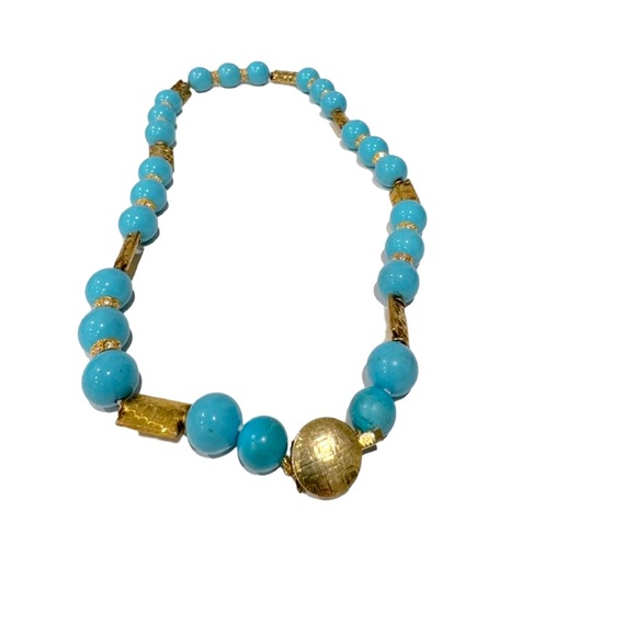 Jewelry - High-end turquoise, diamond and gold costume necklace. NWOT.
